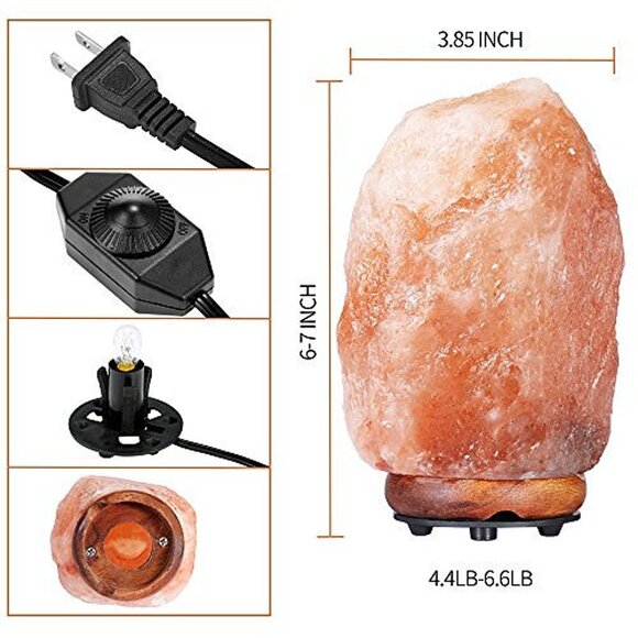 Natural Himalayan Salt Lamp Wooden Base Calming & Decorative Glow (5.5-6.7 lbs) - Picture 3 of 6